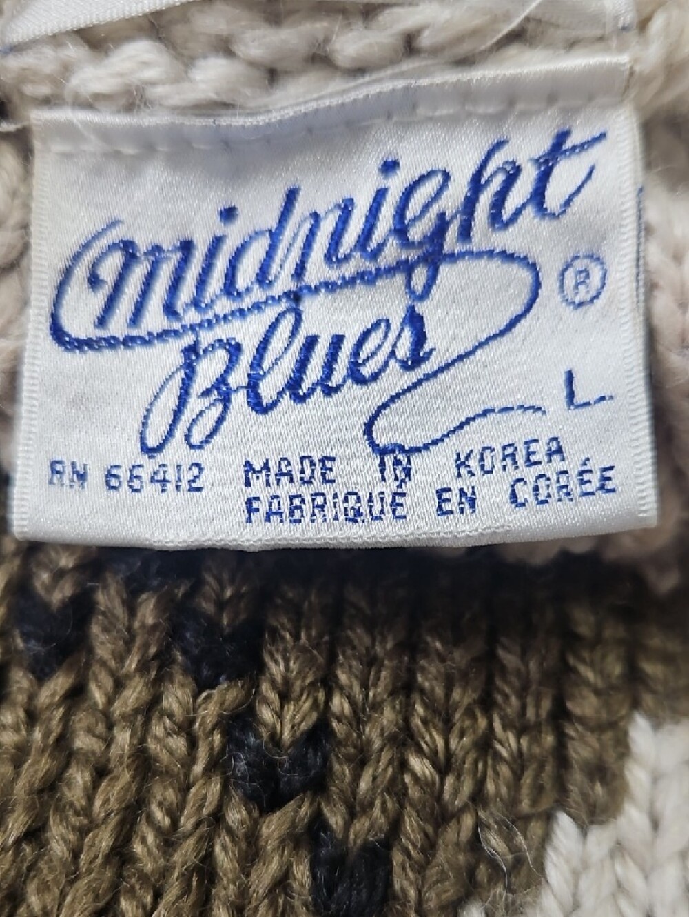 Midnight Blues Argyle Turtleneck Sweater, Womens size Large - Picture 2 of 14